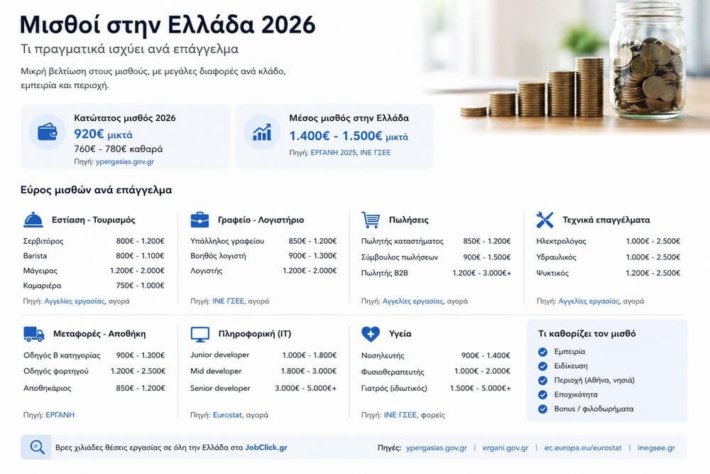 Μισθοί Ελλάδα 2026